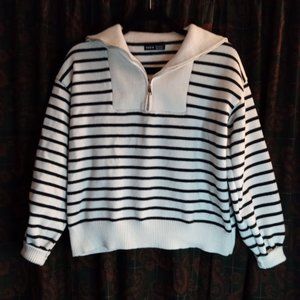 NWOT SHEIN Striped Sweater Half Zip Up Sweater - Size M